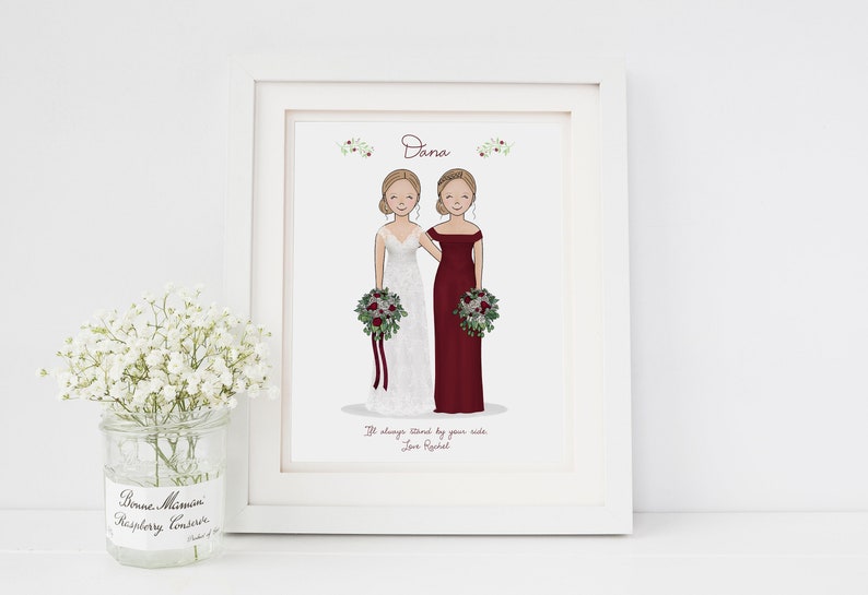 Regalo di ringraziamento per il matrimonio Sarai la mia damigella d'onore Proposta di damigella d'onore Regalo di maid of honour Regalo personalizzato Stampa d'arte nuziale immagine 1