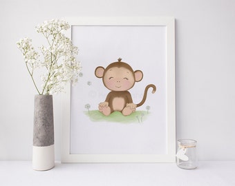 Monkey Nursery Art - Baby Monkey - Monkey Baby Shower -Monkey Nursery Decor - Nursery Art Prints - Safari Print - Sweet Cheeks Images