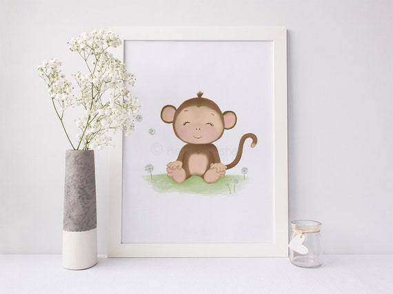 Affe Kindergarten Kunst Baby Affe Affe Baby Dusche Affe Etsy