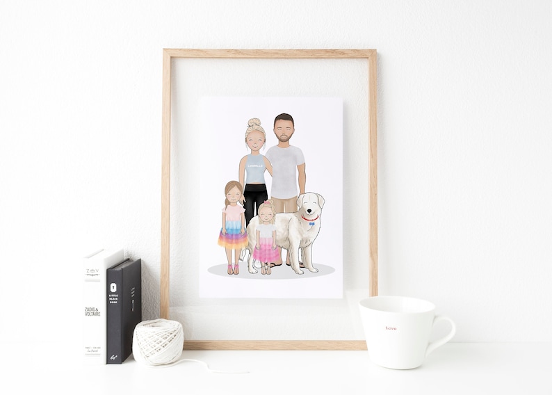 Custom Family Portrait Family Portrait Illustration Custom Illustration Family Portrait Drawing Friends illustration Family gift image 1