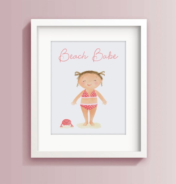 Plaża Babe Przedszkole Plaża Dla Dzieci Dla Dzieci Sztuki Drukuje Wystrój Pokoju Dziewczynki Druki Dla Pokoju Dziewcząt Słodkie Policzki