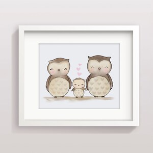 Owl Family Art Print - Baby and Me - Baby Owl - Baby Nursery Images - Owl Family - Family of Owls - Owl Nursery