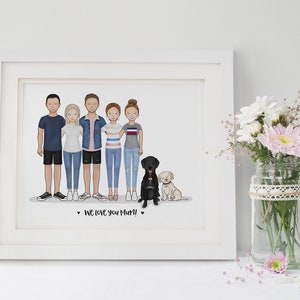 Custom Family Portrait Family Portrait Illustration Custom Illustration Family Portrait Drawing Friends illustration Family gift image 3