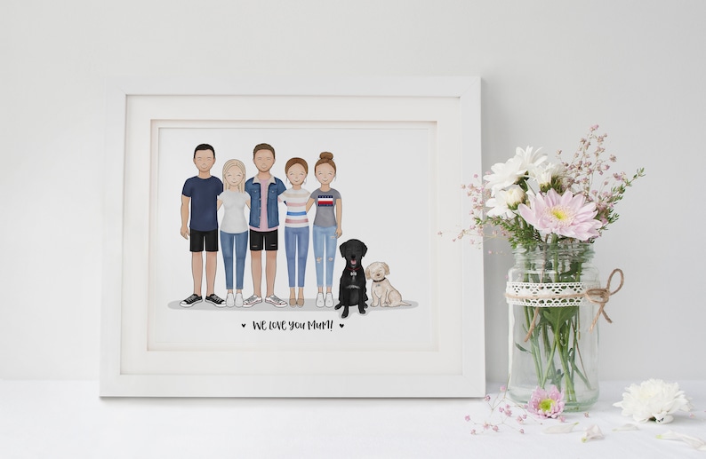 Custom Family Portrait Family Portrait Illustration Custom Illustration Family Portrait Drawing Friends illustration Family gift image 3