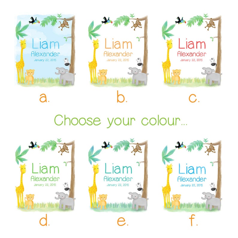 Jungle Nursery Art Personalised Baby Gifts Name Art Etsy