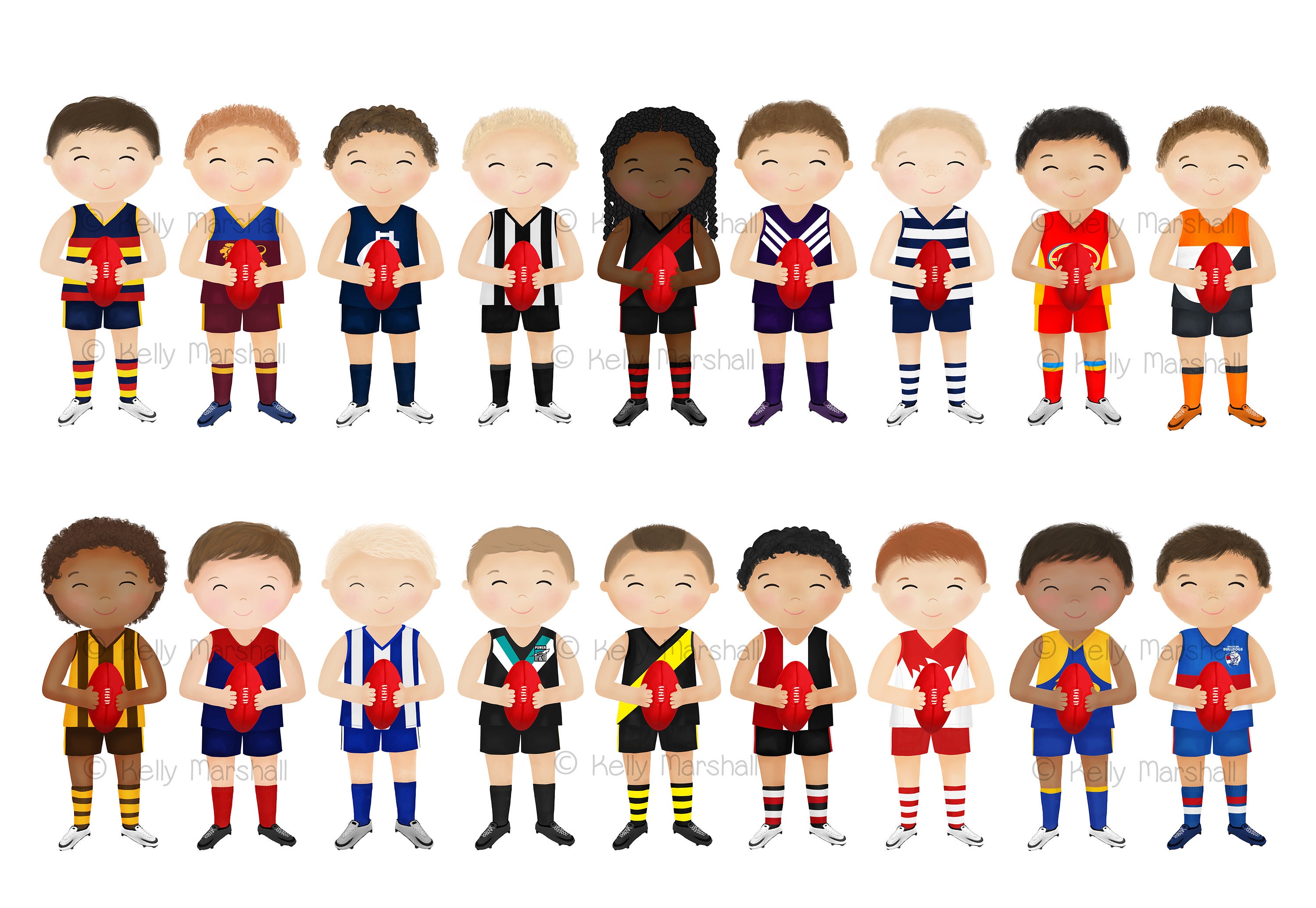 AFL Footy Print Football Gifts AFL Illustration Etsy Australia
