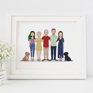 Custom Family Portrait Family Portrait Illustration Custom Illustration Family Portrait Drawing Friends illustration Family gift image 4