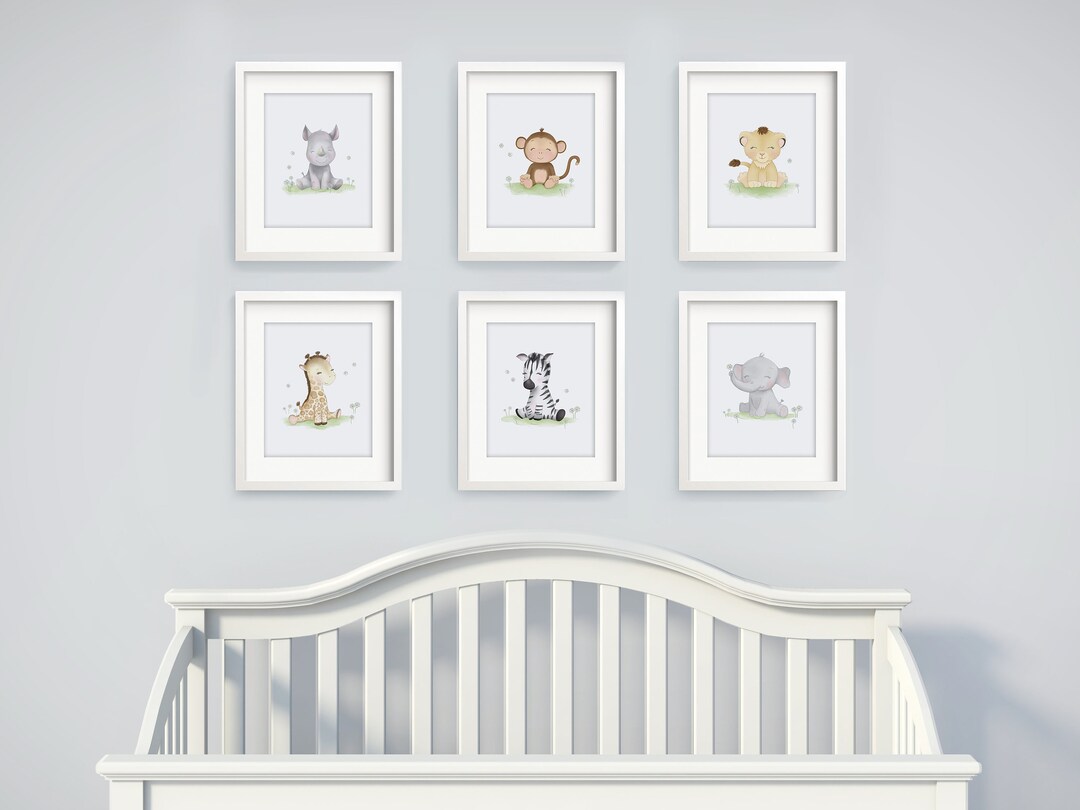 Set of 6 Nursery Print Set - Baby Animal Prints - Nursery Wall Art ...