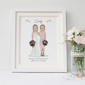 Wedding Thank you Gift Will you be my Bridesmaid Bridesmaid Proposal Maid of Honour Gift Personalized Gift Wedding Art Print image 9