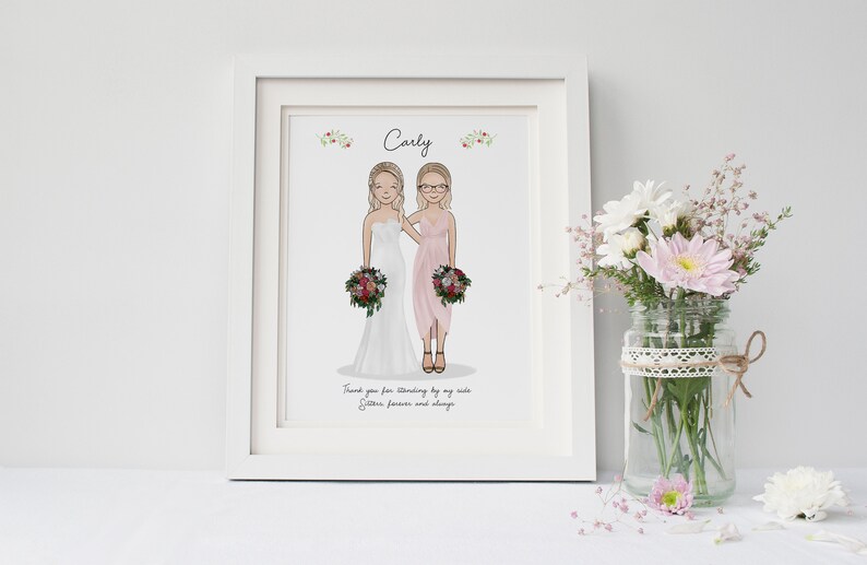 Wedding Thank you Gift Will you be my Bridesmaid Bridesmaid Proposal Maid of Honour Gift Personalized Gift Wedding Art Print image 9