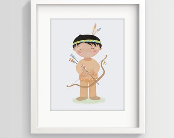 Native American Illustration - Children's Illustration - Kids Room Decor - Sweet Cheeks Images