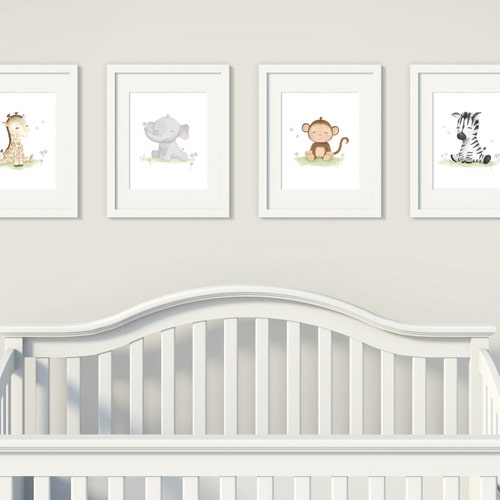 Set of 4 Wall Art Safari Nursery Baby Animal Prints Etsy