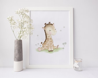 Giraffe Nursery Art - Baby Giraffe - Giraffe Baby Shower - Giraffe Nursery Decor - Nursery Art Prints - Safari Print - Sweet Cheeks Images