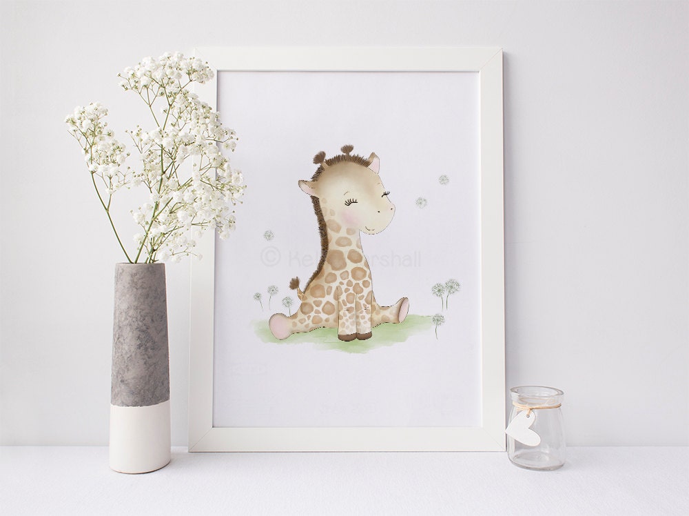 Giraffe Nursery Art - Baby Giraffe Shower Decor Prints Safari Print Sweet Cheeks Images