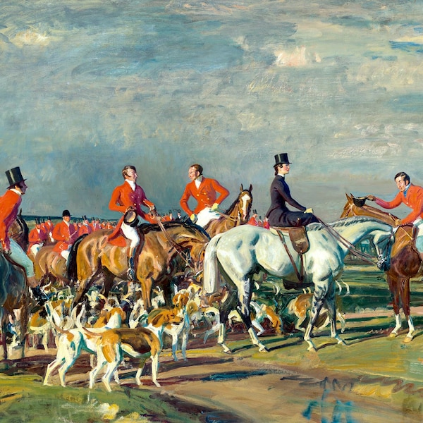 The Lady at the Hunt - 1930s Fox Hunting Painting - Sir Alfred James Munnings - Digital Download Print Hi-Res JPEG