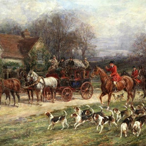 Off to the Hunt! c1880s Victorian Fox Hunt Painting by Heywood Hardy - Digital Download Print Hi-Res JPEG