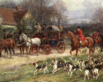 ¡A la caza! Pintura victoriana de la caza del zorro, década de 1880, de Heywood Hardy - Descarga digital, impresión JPEG de alta resolución