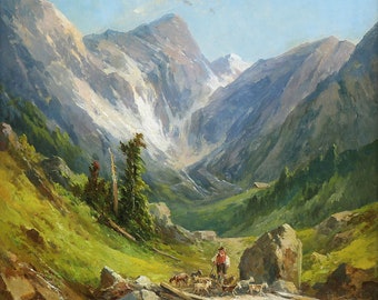 The View from Sallfelden - 1908 Alpine Painting - Georg Geyer - Digital Download Print Hi-Res JPEG