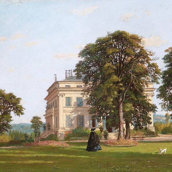A French Country Home - 19th Century Pastel Painting - Digital Download Print Hi-Res JPEG