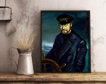 Portrait of Captain Gregg - Sea Captain Oil Painting Digital Download Art Hi-Res JPEG - The Ghost and Mrs. Muir Classic Movie Fan Art