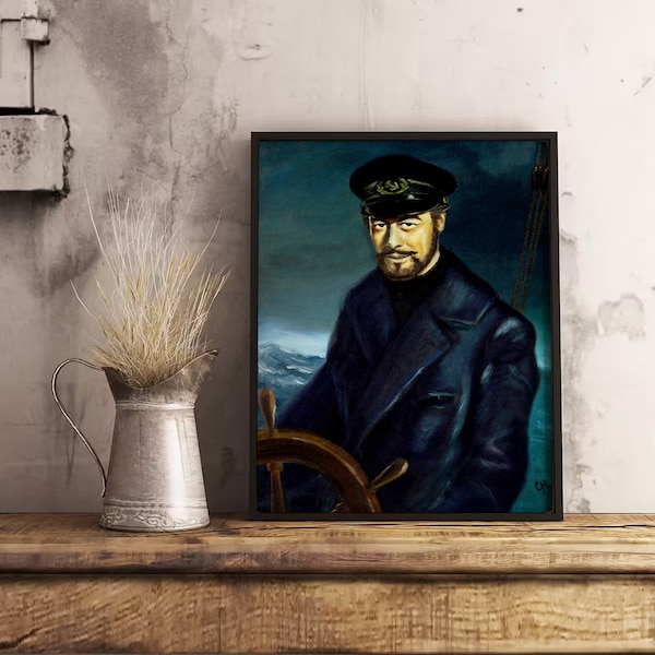 Portrait of Captain Gregg - Sea Captain Oil Painting Digital Download Art Hi-Res JPEG - The Ghost and Mrs. Muir Classic Movie Art