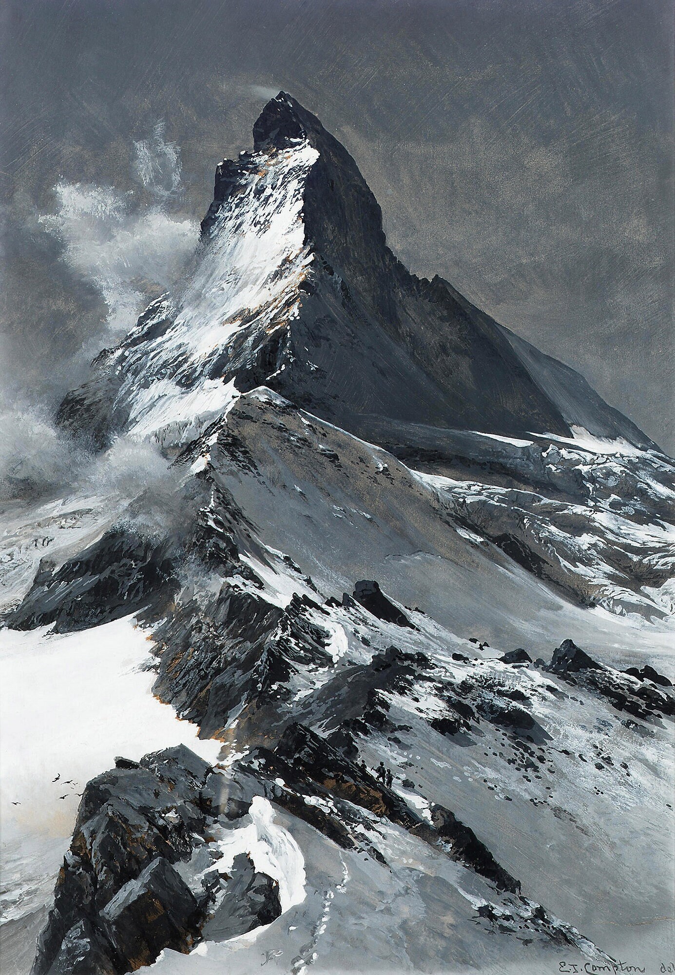 The Matterhorn - 1907 Alpine Watercolor Painting - Toni Haller - Digital Download Print Hi-Res JPEG