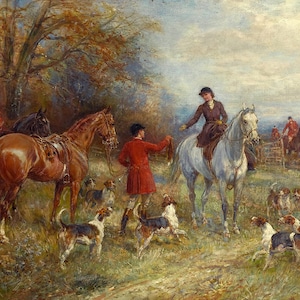 Presenting the Brush - Victorian Fox Hunt Painting - Heywood Hardy - Digital Download Print Hi-Res JPEG
