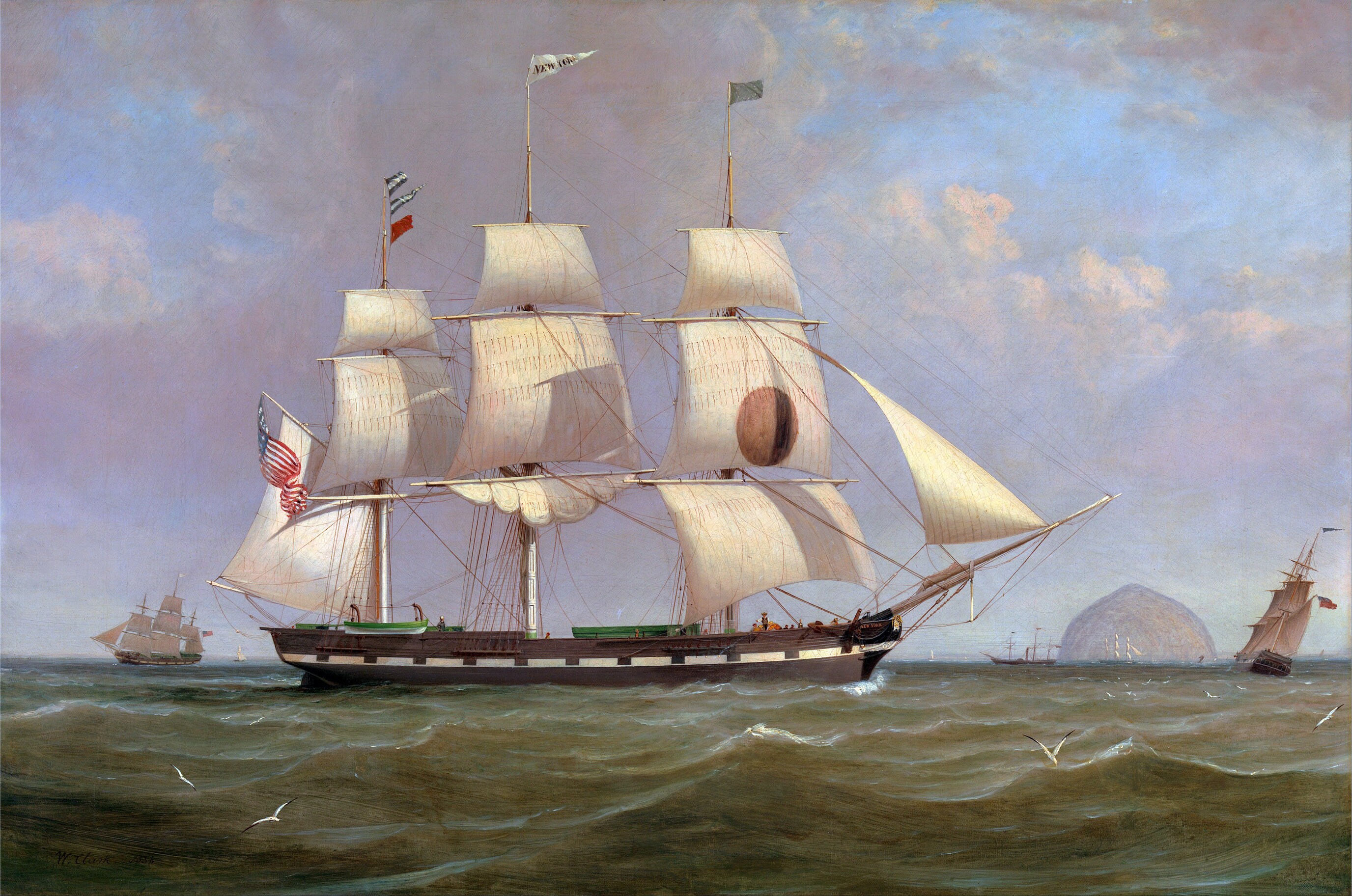 The Black Ball Line Packet Ship 'new York' ( 1836 ) - 19th Century