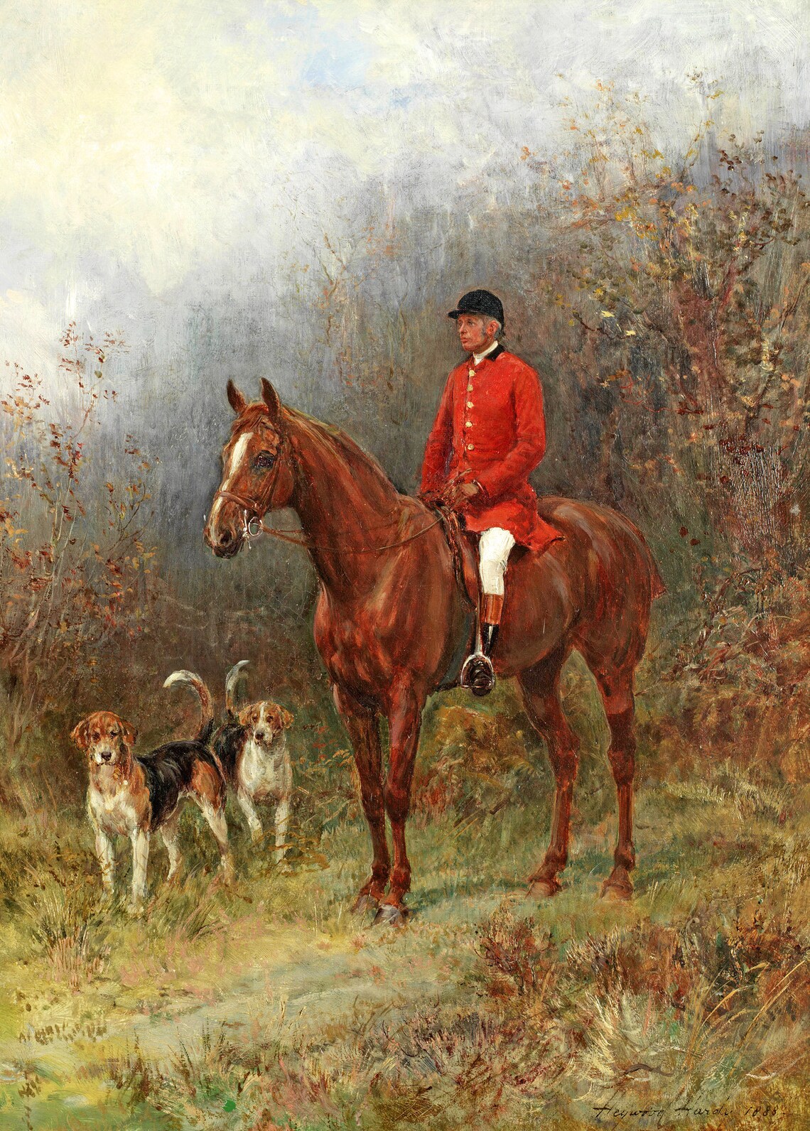 Huntsman Fox The Huntsman 1888 Victorian Painting - Fox Hunter Portrait by Heywood ...