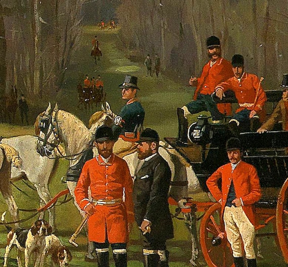 Antique Replica English Hunting Group Art Print Antique Replica English Hunting Group Art Print