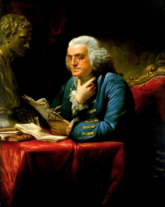 Portrait Of Benjamin Franklin 1767 Oil Painting Digital Download.