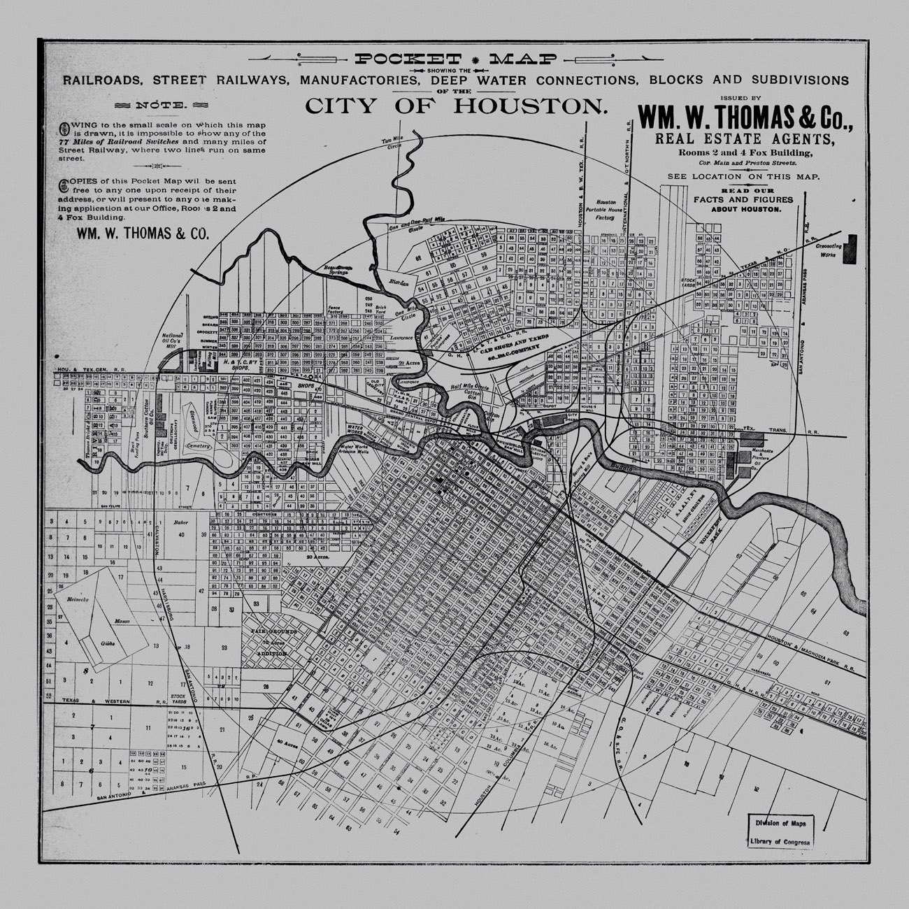 Blueprint Street Map of Houston Texas Vintage 1890 Wall Art Etsy