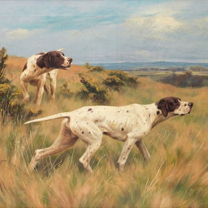 Two English Pointers - Mid-1800s Hunting Dog Painting - Thomas Blinks - Digital Download Print Hi-Res JPEG