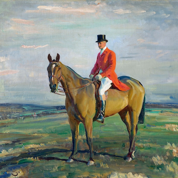 The Hunter on the Hunter - 1930s Fox Hunting Painting - Sir Alfred James Munnings - Digital Download Print Hi-Res JPEG