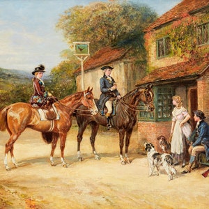 The Morning Ride 1870 Victorian Painting by Heywood Hardy - Digital Download Print Hi-Res JPEG - Horseback Riders