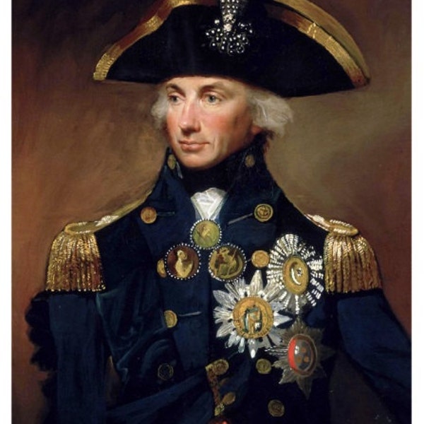 Admiral Horatio Nelson 1700s Portrait Nautical Painting - La bataille de Trafalgar - Digital Download Print Hi-Res JPEG