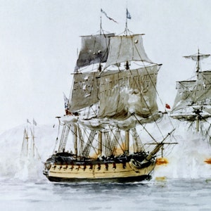US Sloop &quot;Saratoga&quot; Engaging British Flagship &quot;Confidence&quot; in Naval Battle 1814 Fine Art Digital Download Hi-Res JPEG