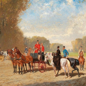 The Emperor and Empress on Horseback - Turn of the Century Horse Painting - Alexander de Bensa - Digital Download Print Hi-Res JPEG