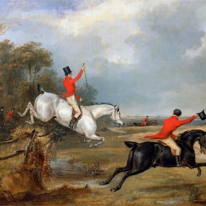 Bachelor&#39;s Hall: Breaking Cover c1836 Fox Hunting Painting - Francis Calcraft Turner - Digital Download Print Hi-Res JPEG