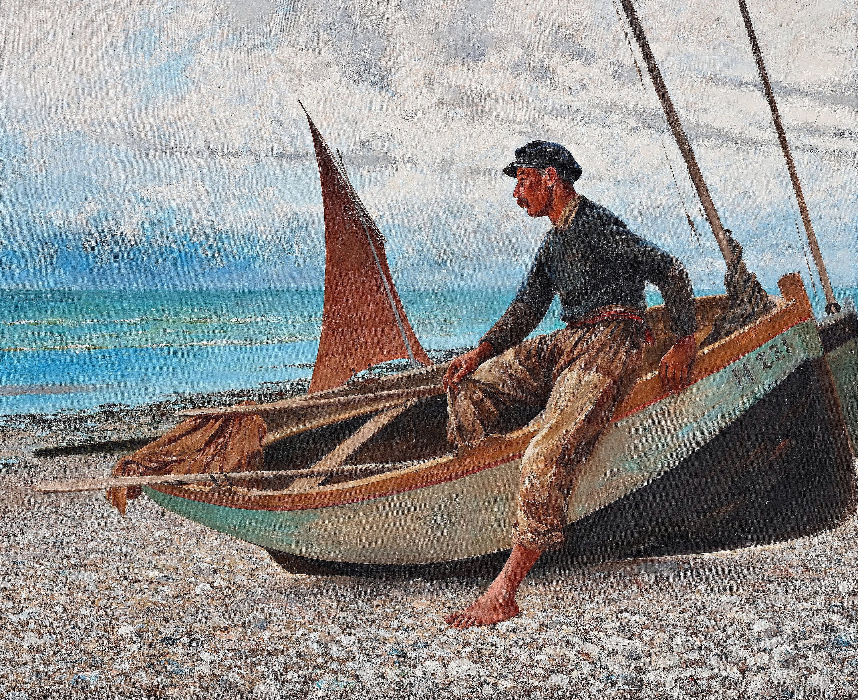 The Fisherman's Reverie - August Hagborg - Late 19th Century - Nautical Painting Digital Download Art Hi-Res JPEG