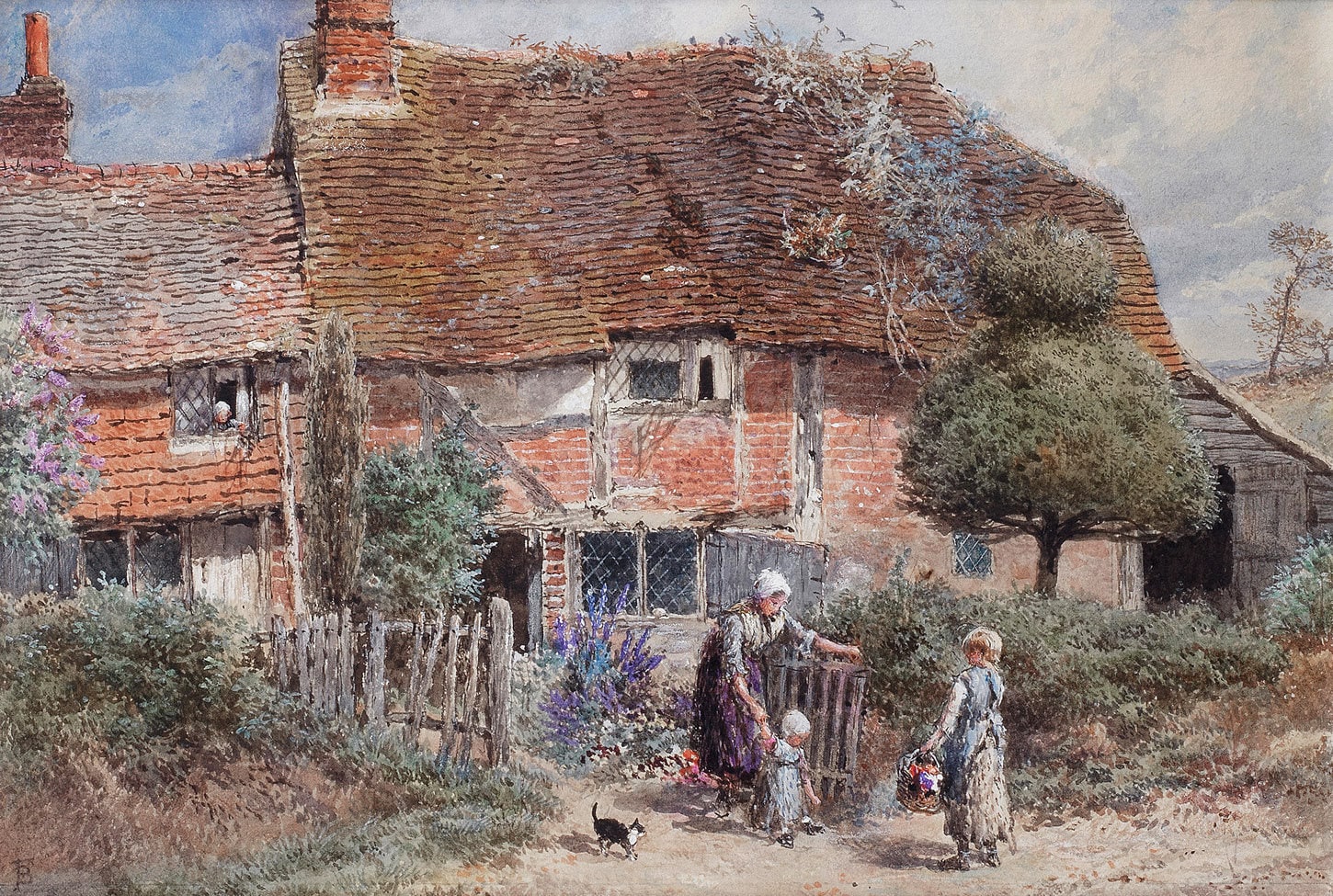A Cottage in Whitley - Victorian English Watercolor Painting - Digital ...