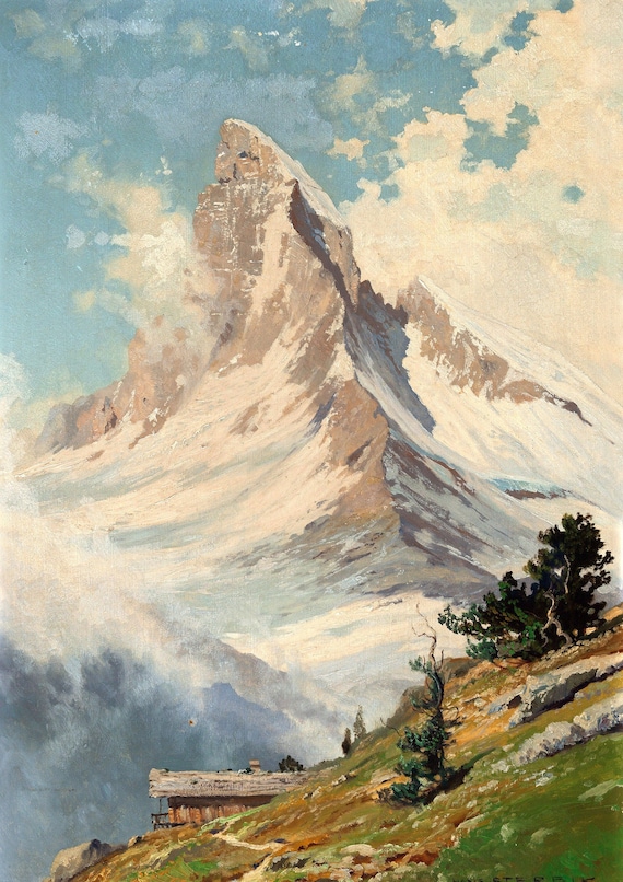 A View of the Matterhorn - Early 20th Century Alpine Painting