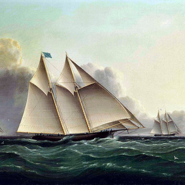 The Great Ocean Yacht Race c1850s Painting - James Edward Buttersworth - Digital Download Print Hi-Res JPEG