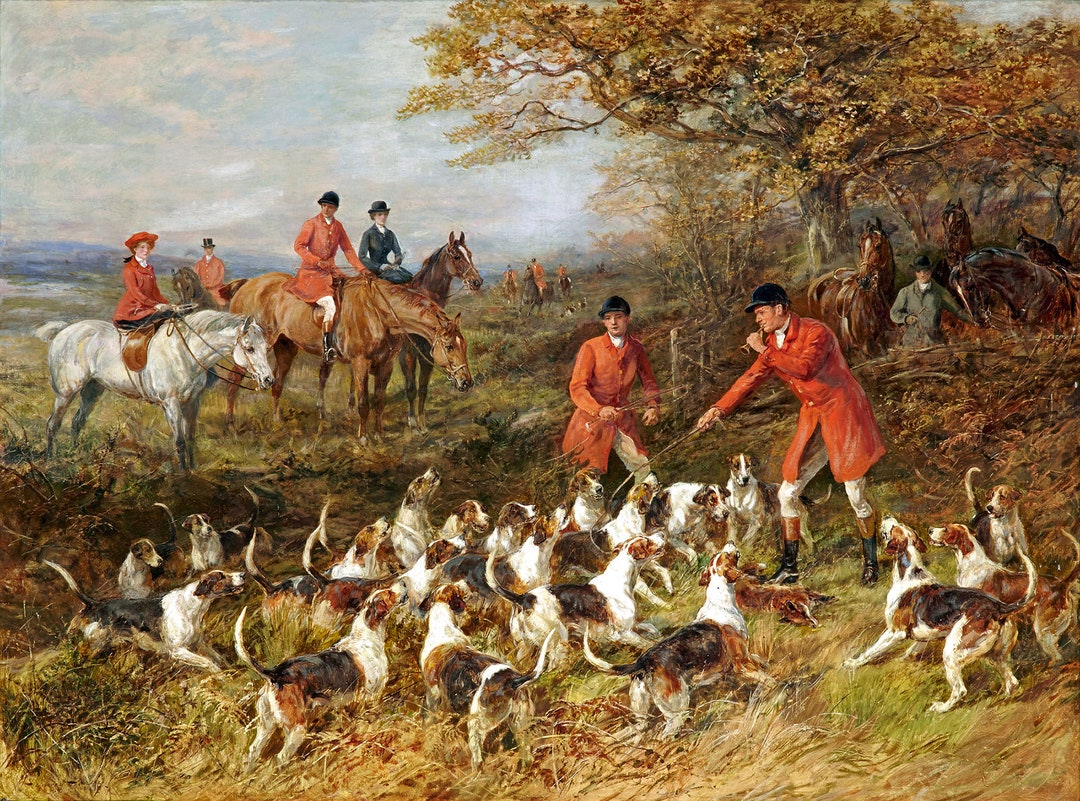 The Hunters and the Hounds - Victorian Fox Hunt Painting by