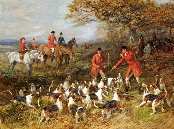 The Hunters and the Hounds - Victorian Fox Hunt Painting by