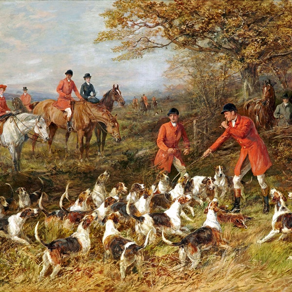 The Hunters and the Hounds - Victorian Fox Hunt Painting by Heywood Hardy - Digital Download Print Hi-Res JPEG