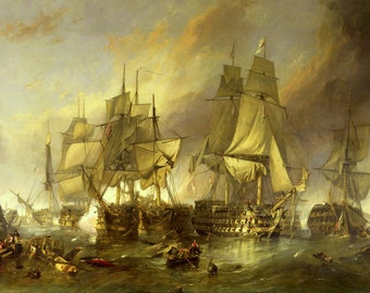 HMS Temeraire in the Battle of Trafalgar 1798 Nautical Digital Download Art Hi-Res JPEG