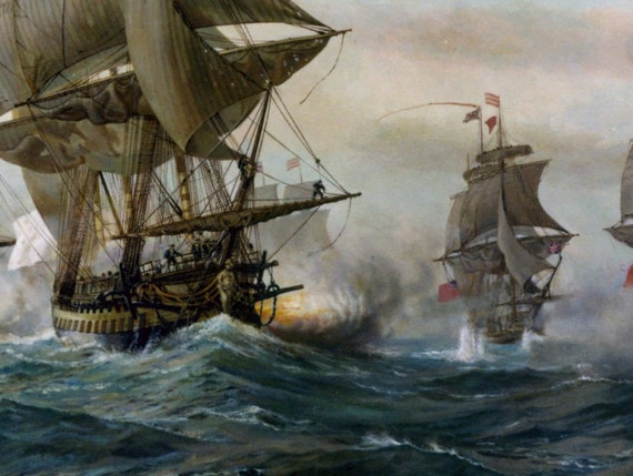 Battle Of The Virginia Capes 1781 Fine Art Painting Etsy
