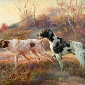 Pointers in the Field - Victorian Hunting Dogs Watercolor Painting - Edmund Henry Osthaus - Digital Download Print Hi-Res JPEG