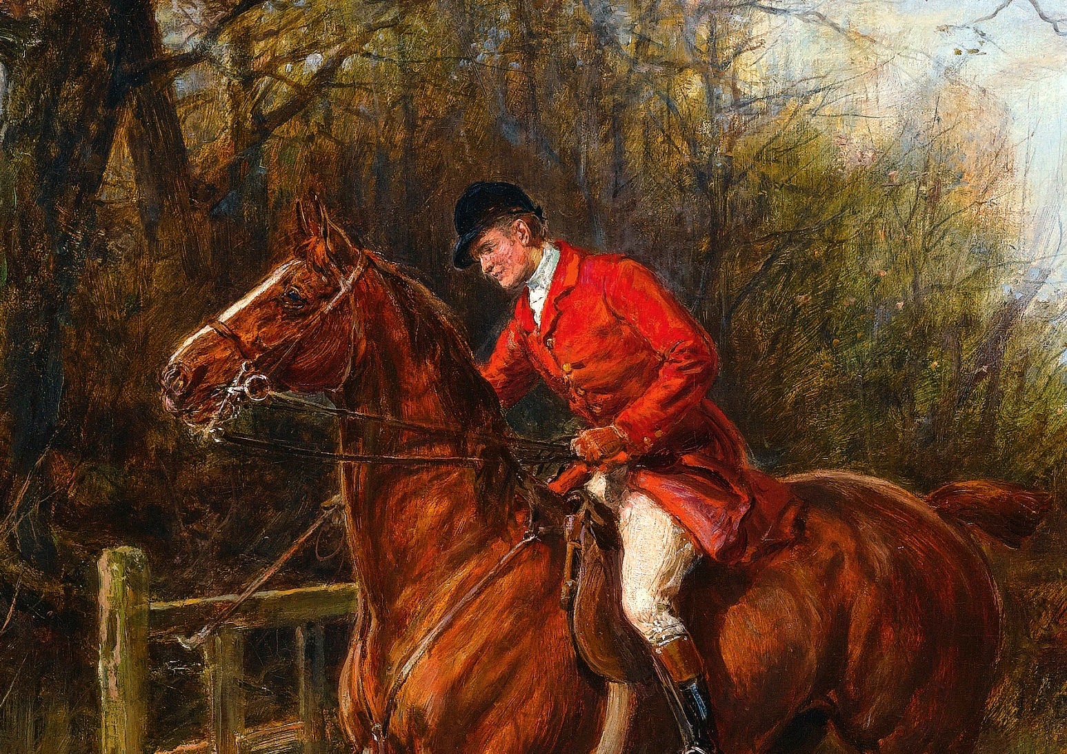 Racing With the Hounds C1880s Victorian Fox Hunt Painting